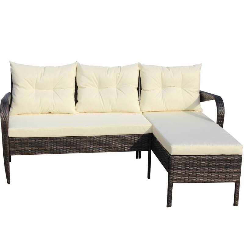 Relax 2Piece Wicker Rattan Sectional Sofa Set for Outdoor Patio