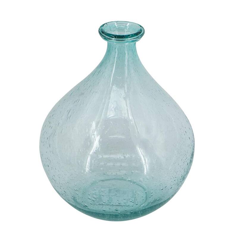 10" Aqua Bubble Glass Round Table Vase - 7.90