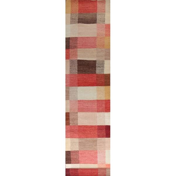 slide 2 of 19, Modern Gabbeh Kashkoli Oriental Wool Runner Rug Hand-knotted Carpet - 2'7" x 20'7"