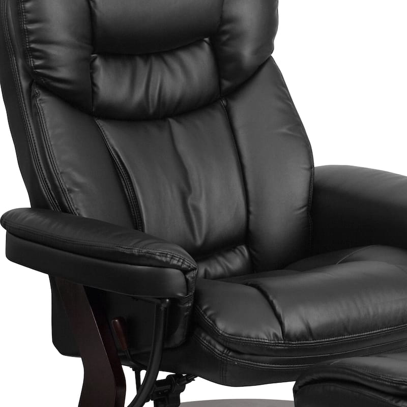 Contemporary Multi-Position Recliner and Curved Ottoman with Swivel Base