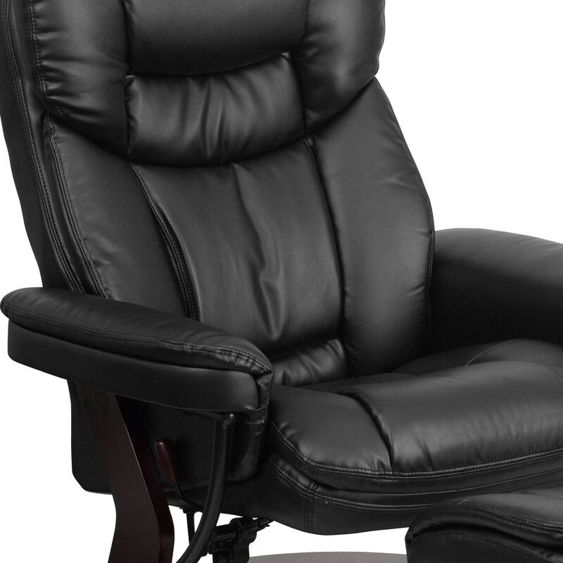 Contemporary Multi-Position Recliner and Curved Ottoman with Swivel Base