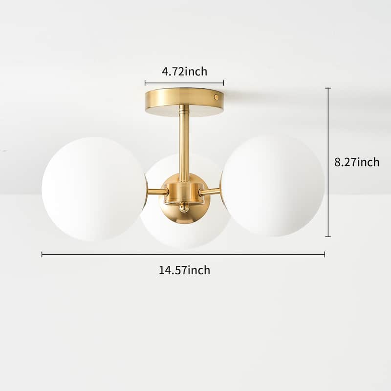 Starsky 3-Light Sputnik Modern White Bubble Glass Globe Semi Flush Mount