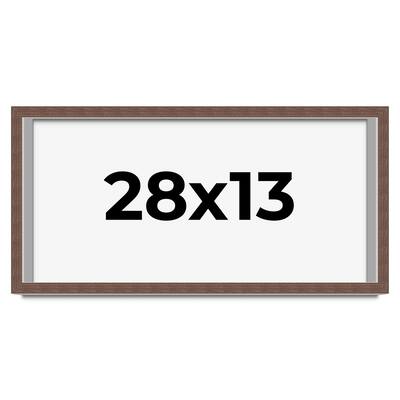 28x13 Shadow Box Frame Brown | 1.125 inches Deep Real Wood Rustic