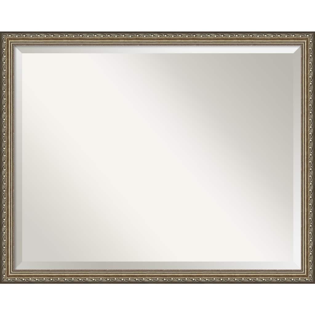 Beveled Wood Bathroom Wall Mirror - Parisian Silver Frame - Outer Size: 30 x 24 in