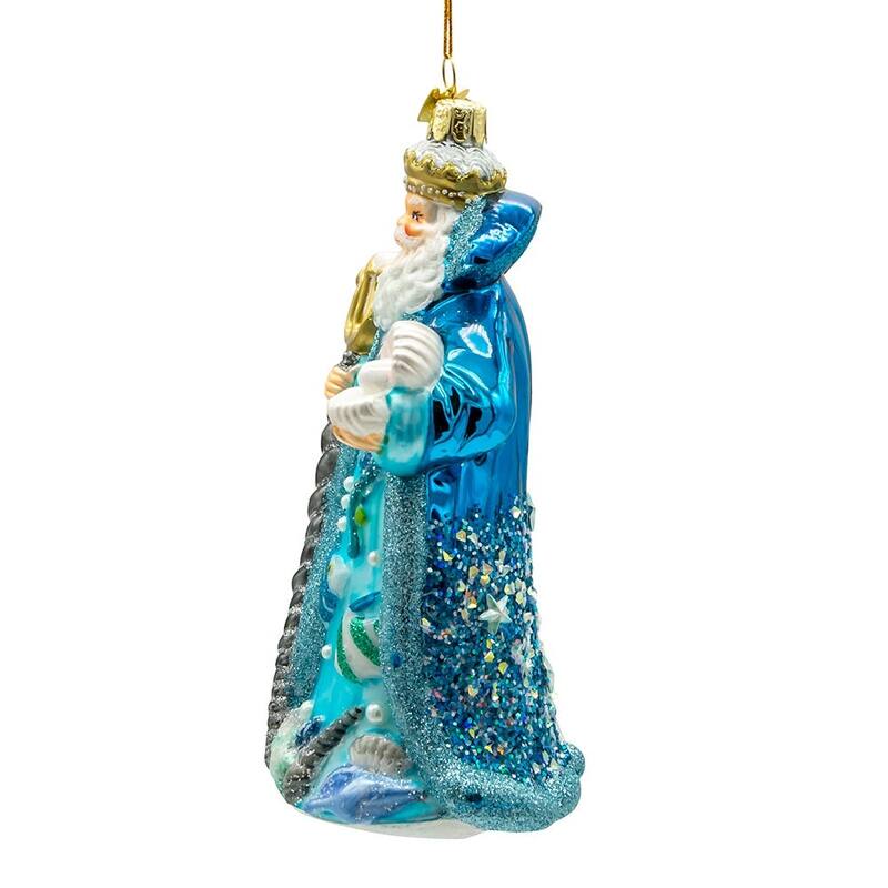 Kurt Adler 7-Inch Bellissimo Glass Under The Sea Santa Ornament