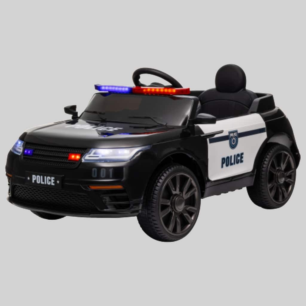 Battery Powered Police Car for Kids, 12V Ride-On with Remote Control, Siren, Music, and 3 Speeds