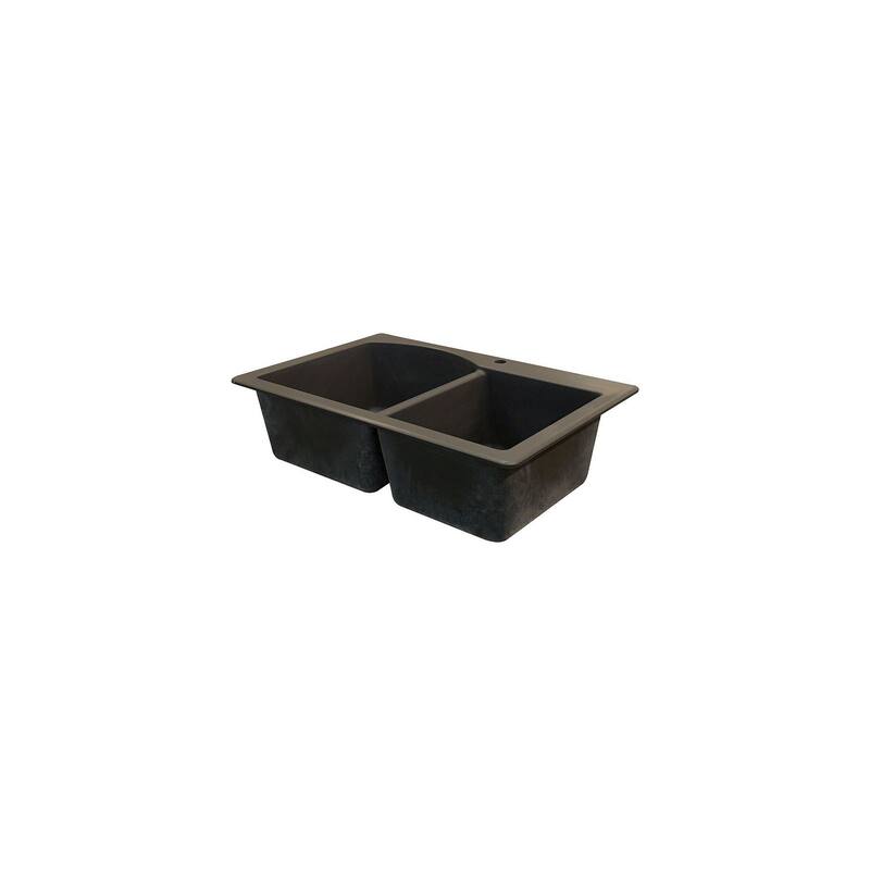 Transolid Aversa 33in x 22in silQ Granite Drop-in Double Bowl Kitchen Sink with 1 B Faucet Hole