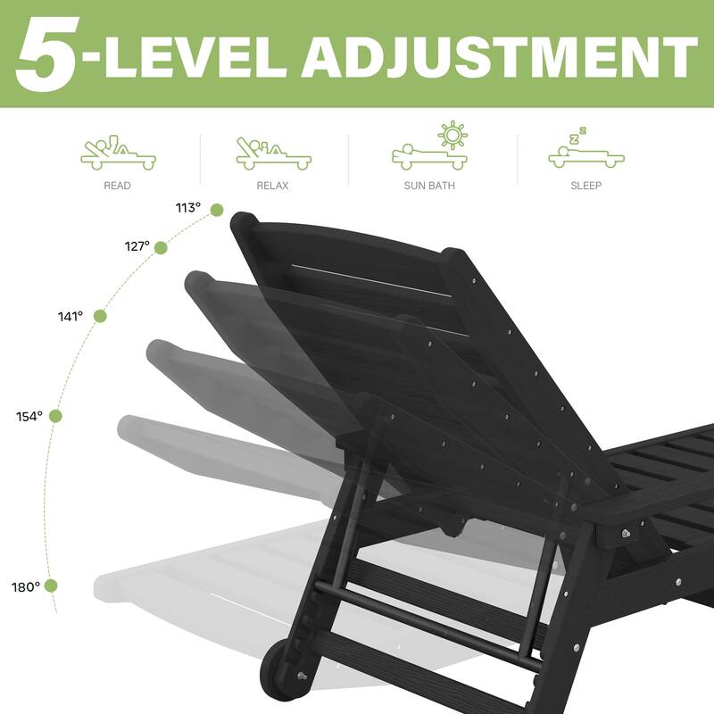 HDPE Frame Adjustable Backrest Patio Lounge Chair