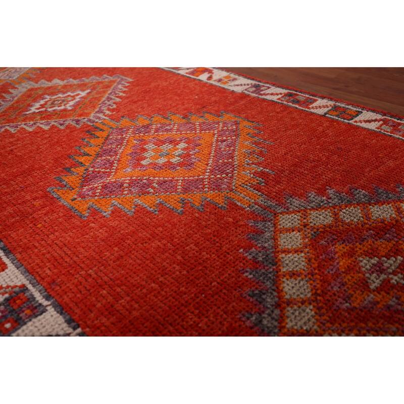 Oushak Turkish Vintage Runner Rug Hand-Knotted Tribal Wool Carpet - 3'4"x 11'10"