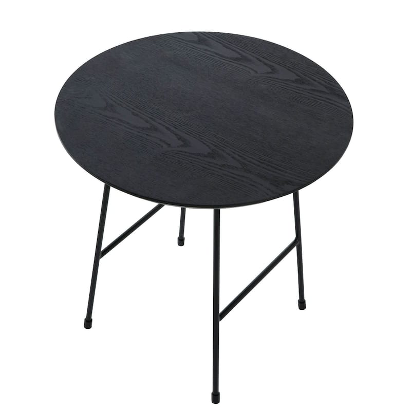 Rossmore Round Side Table MDF Wood Tabletop and Stainless Steel Frame Accent End Tables