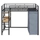 preview thumbnail 75 of 78, Full Size Metal Loft Bed with Workstation Desk, Built-In Shelves, LED Light Strip, Power Outlet & Hanging Wardrobe Storage