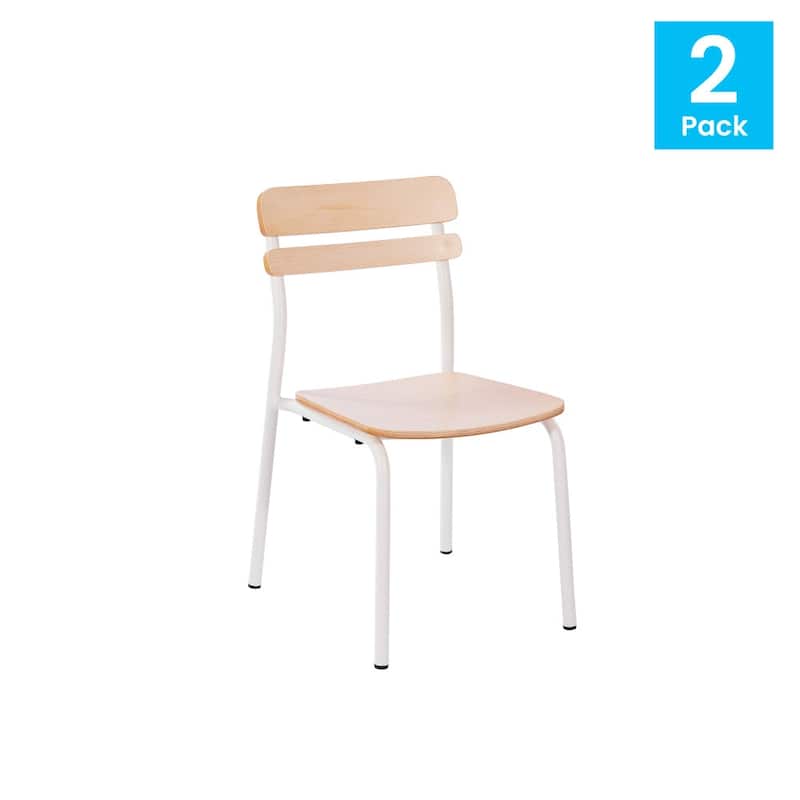 2PK Commercial Solid Wood Dining Chair with Frame and Antique Finish - 18.75"W x 20.75"D x 31.5"H