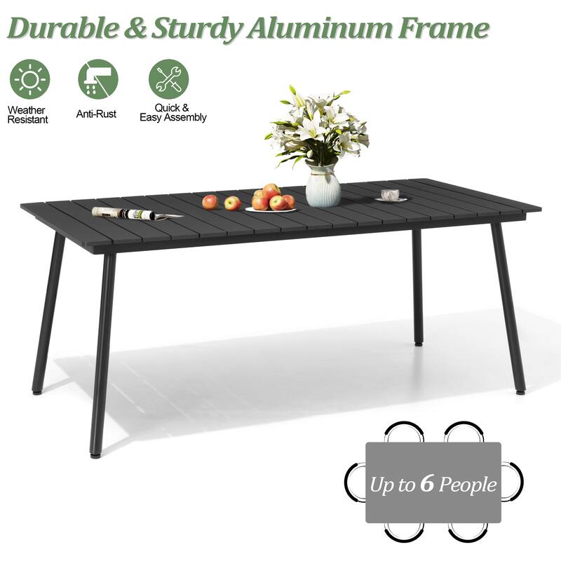 Pellebant 7/9PC Outdoor Rectangle Aluminum Dining Table with Stackable Chairs