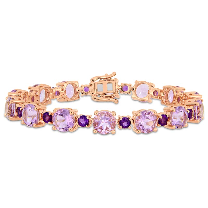 Miadora Rose Plated Sterling Silver Rose de France African-Amethyst Bracelet