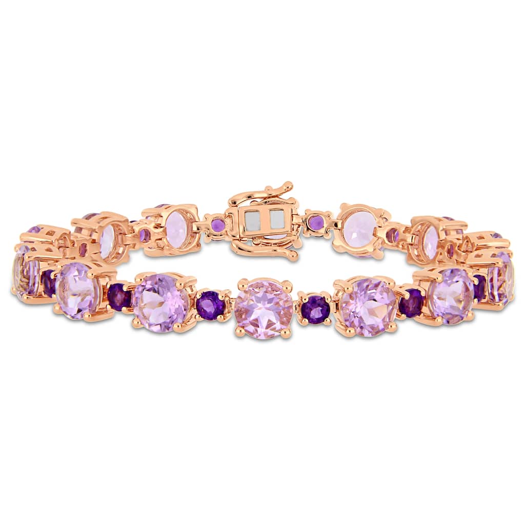 Miadora Rose Plated Sterling Silver Rose de France African-Amethyst Bracelet