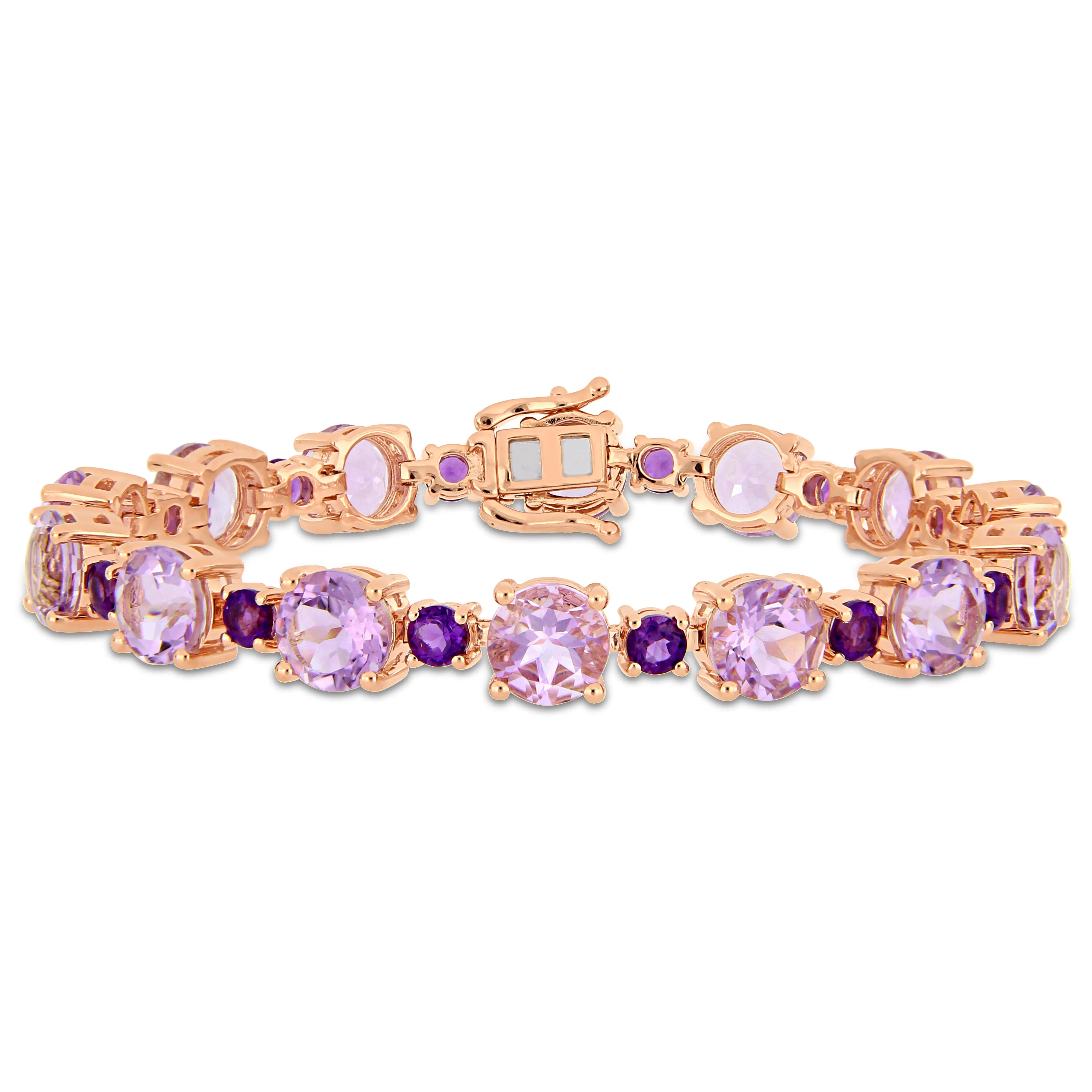 Miadora Rose Plated Sterling Silver Rose de France African-Amethyst Bracelet