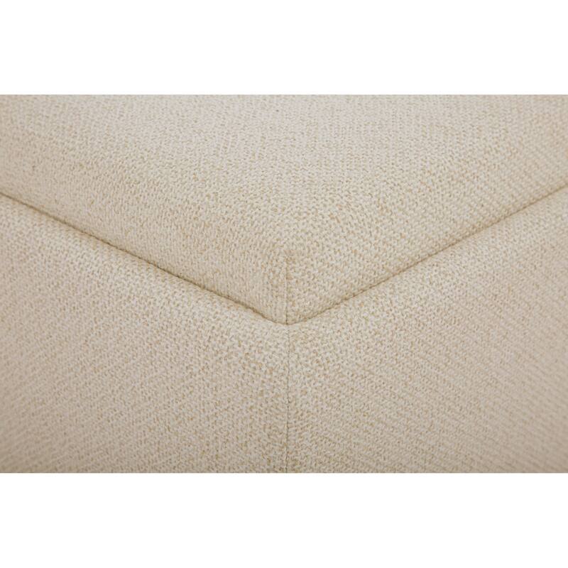 NADAAL STUDIOS Mirelda Ottoman, Flip-Top Upholstered Storage with Walnut-Look Tray Surface, Flecked Oat