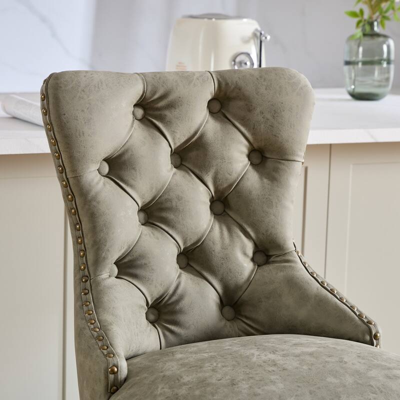 GDF Studio - Riveton Modern PU Upholstered Swivel Bar Stools with Tufted Backs (Set of 2)