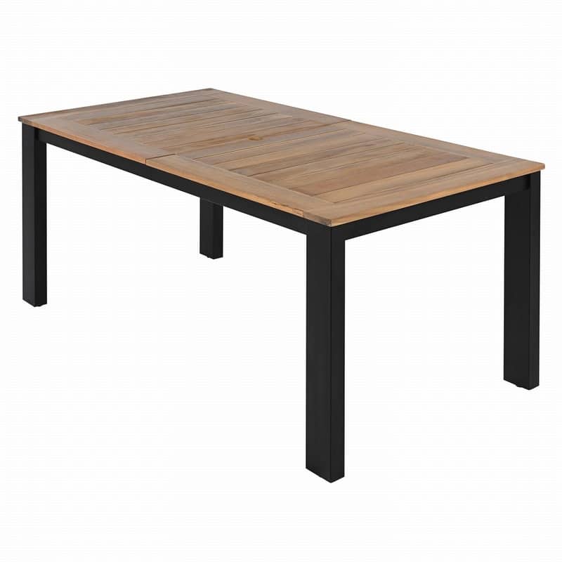 Acacia Wood 7 Piece Patio Dining Table and Chairs Set with Umbrella Hole for Outdoor Gatherings and Relaxation