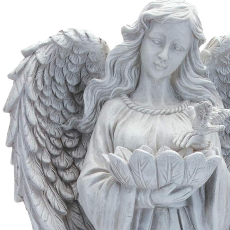 HomeRoots 29" Gray Polyresin Angel Statue - 12.50 in. x 28.50 in. x 7.50 in.