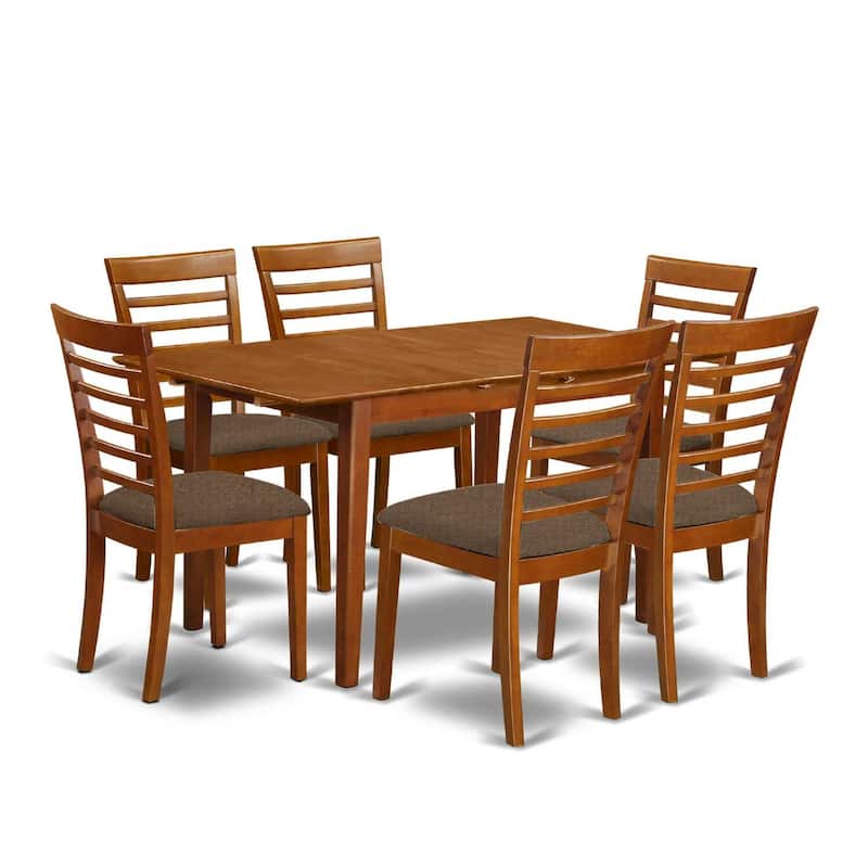 French Country Dinette Set - 5 Piece Table & Chair Set - 32x60" Table with Extension Leaf - Saddle Brown Finish