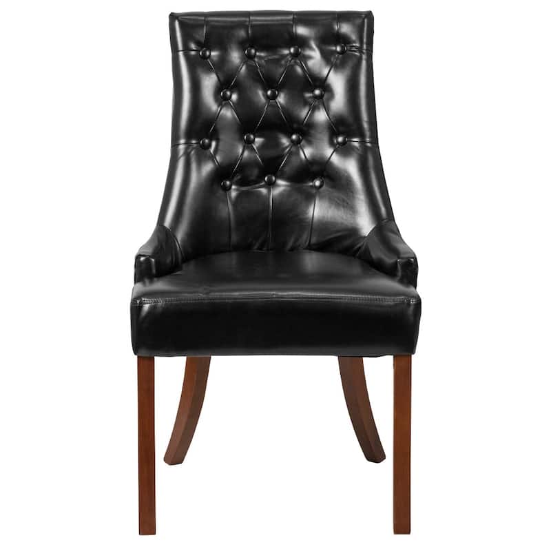 Tufted Chair with Curved Mahogany Legs