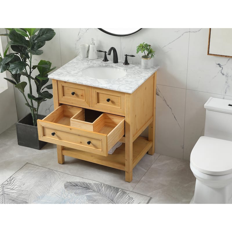 Grand 19 - 30 Inch Single Bathroom Vanity - 30 Inches - Natural Wood