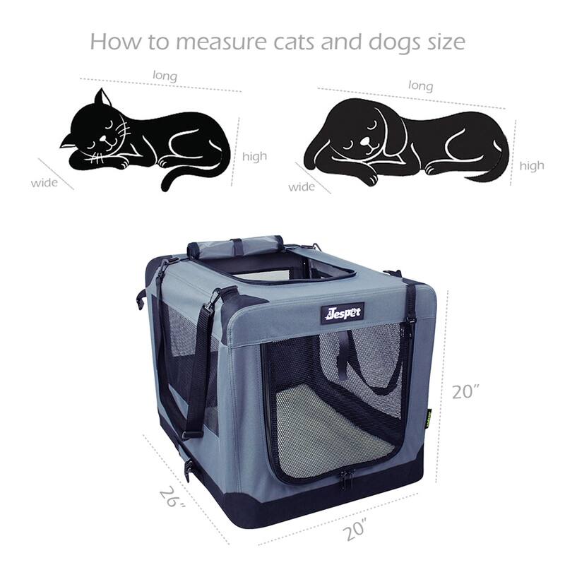 JESPET Indoor & Outdoor 3-Door Collapsible Soft-Sided Dog Crate