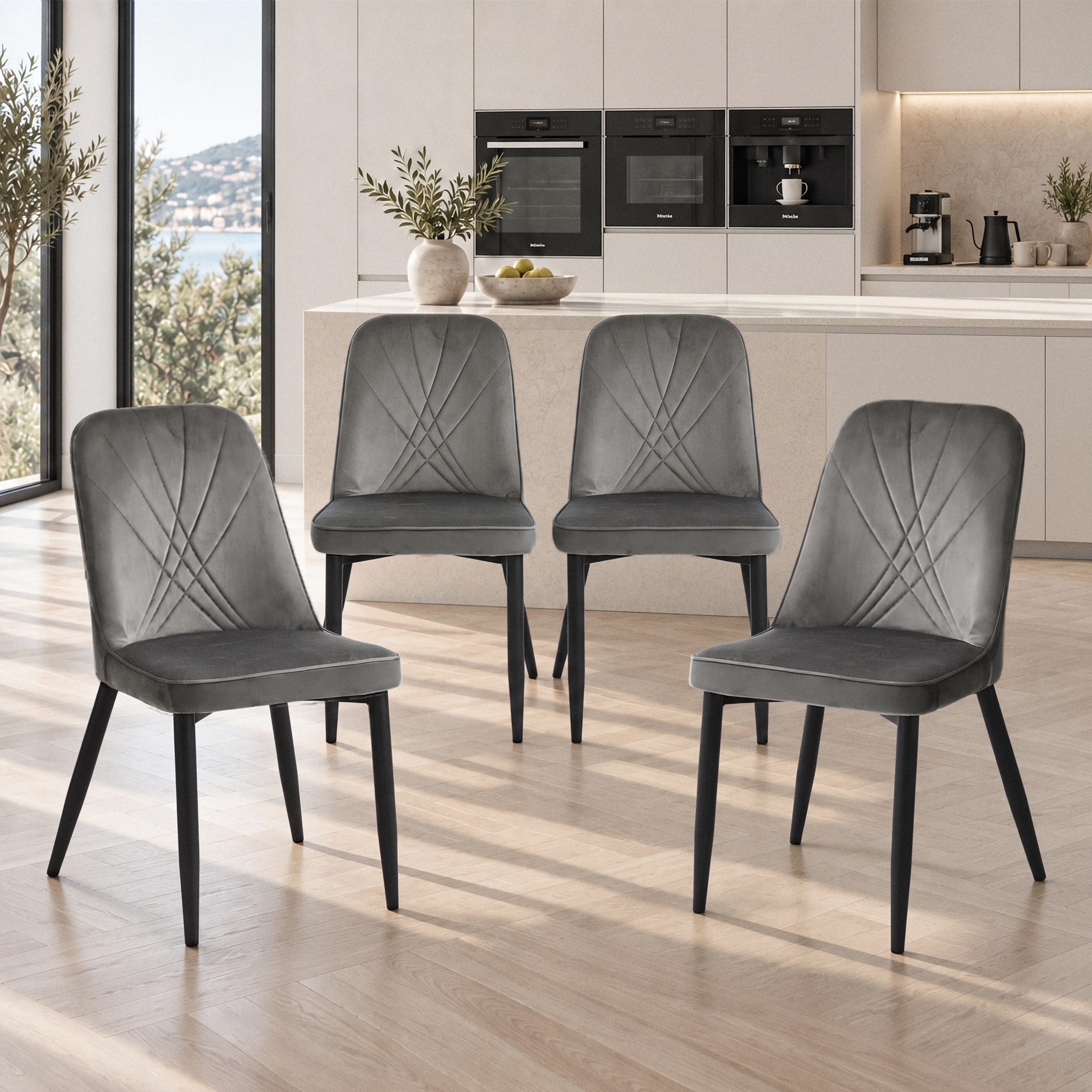 Dala Velvet Black Metal Legs Dining Side Chair (Set of 4) - Overstock ...