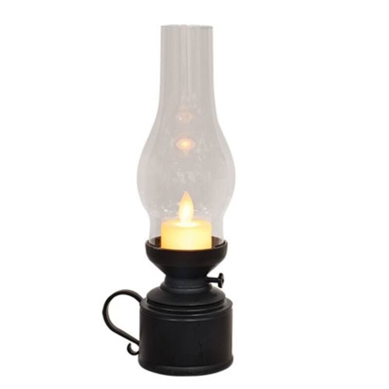 Electric LED Tealight Lantern with Warm Flickering Glow and On/Off Switch for Home Decor - 9.5" H x 2.75" Dia - Black