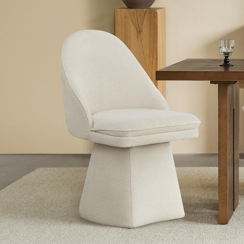Darah Upholstered Swivel Armless Dining Chair Double-layered Cushions - Single - Linen