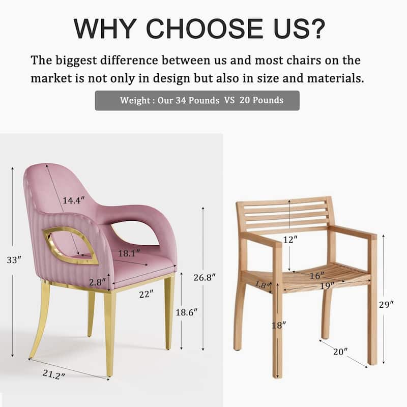 Luxury Pink Velvet Dining Armchair with Polished Gold Legs