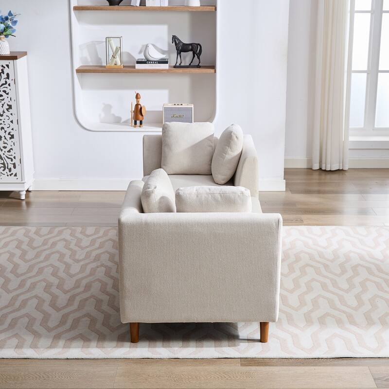 77.95'' Wide Modern Double-Sided Upholstered Chaise Lounge Indoor,Chenille Fabric Sleeper Sofa Couch With 4 Throw Pillows