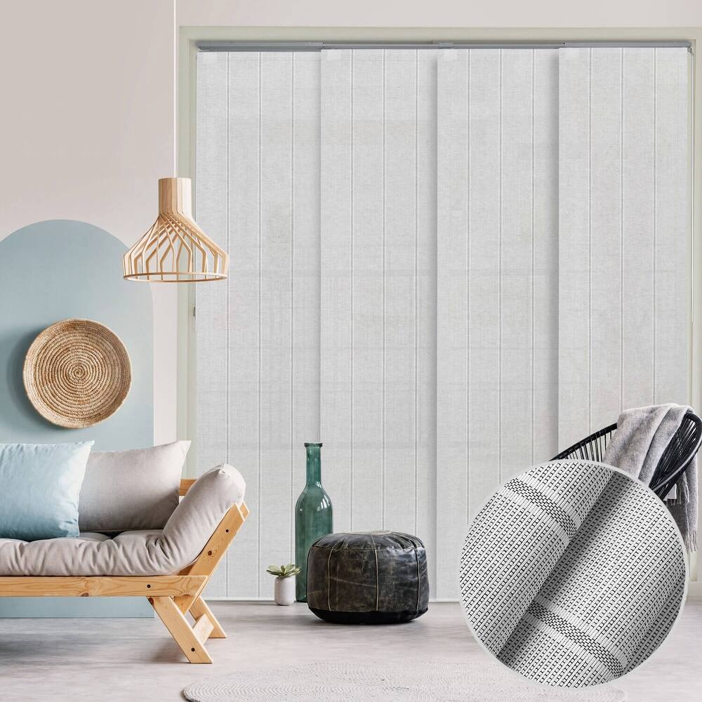 GoDear Design Natural Woven Adjustable Sliding Panel Track Blinds, Vertical Blinds, Timeless Series, 45.8"- 86" W x 96" L