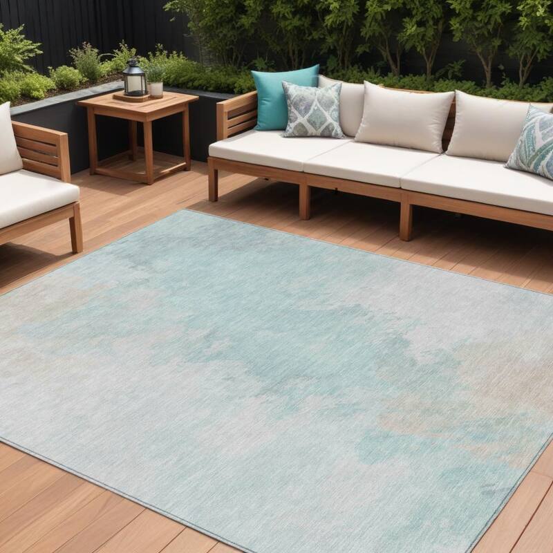 HomeRoots Abstract Transitional Rectangle Outdoor Rug - 9' X 12'