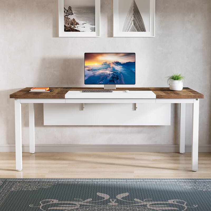 63 inch Executive Offic Desk and 39-Inch Drawers lateral File Cabinet, L-shaped Computer Desk, Home Office Set