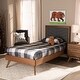 preview thumbnail 8 of 17, Roze Mid-Century Modern Wood Platform Bed in Twin Size