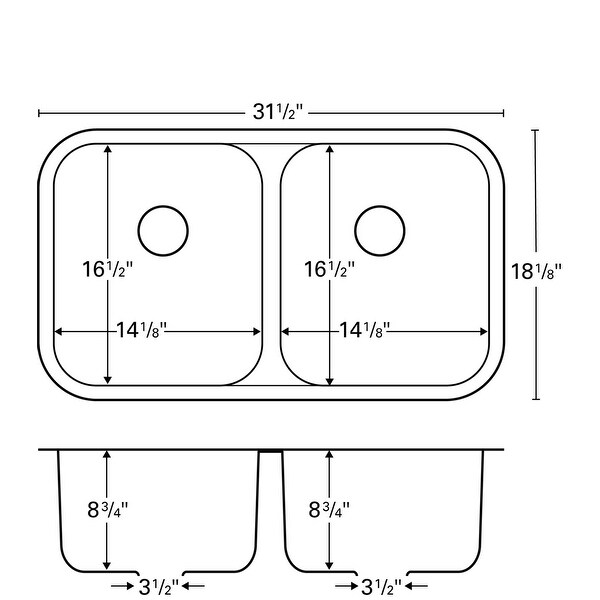 Karran Undermount Stainless Steel 32 in. 50/50 Double Bowl Sink