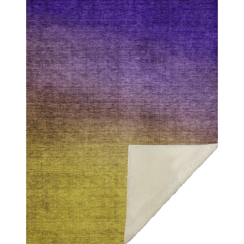 Premium Machine Washable Modern Ombre Sherpa Throw Blanket