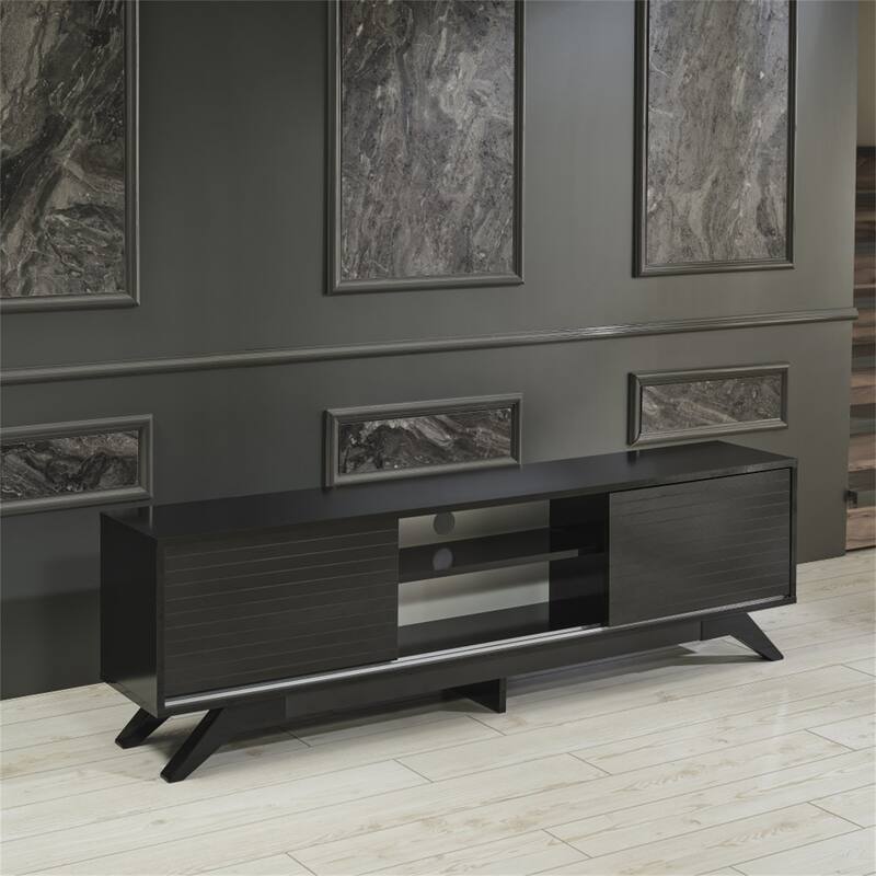TV Stand Wooden TV Cabinet Media Entertainment with 2 Closet Spaces
