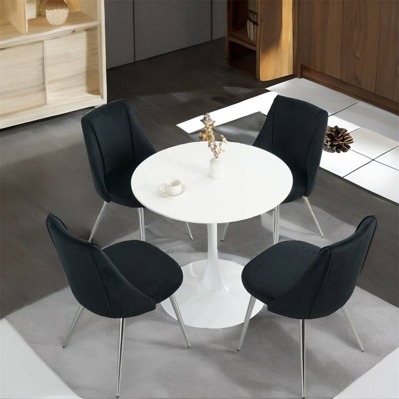 Modern Light Luxury Velvet Dining Chair with Metal Legs(Set of 4)