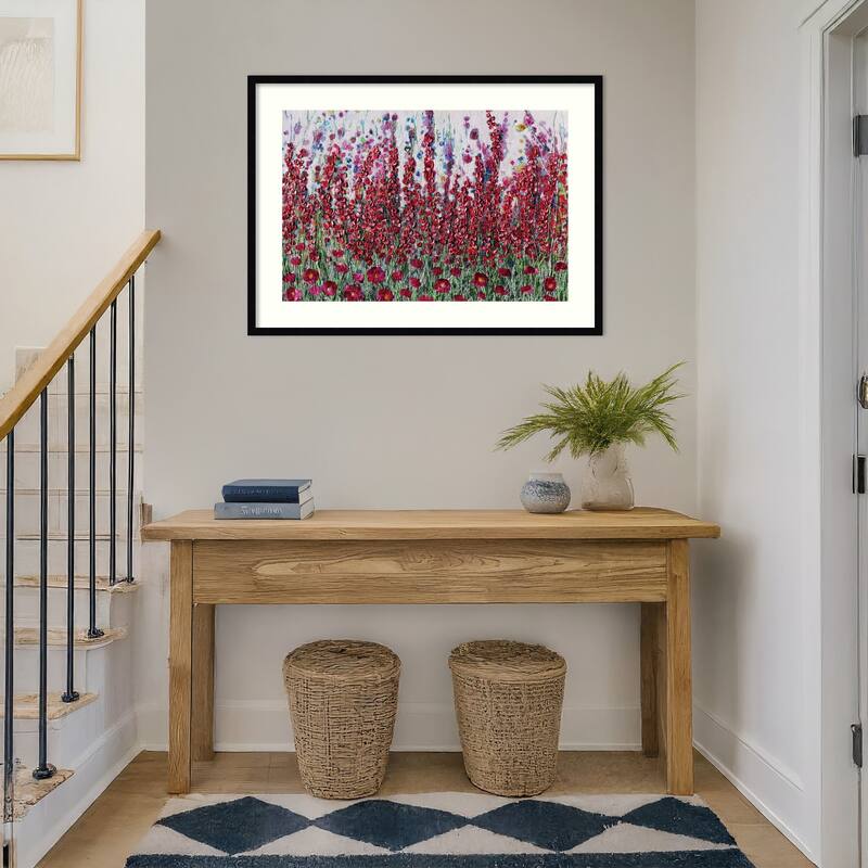 Light Pink Garden by Donatella Marraoni Wood Framed Wall Art Print - Svelte Noir Black