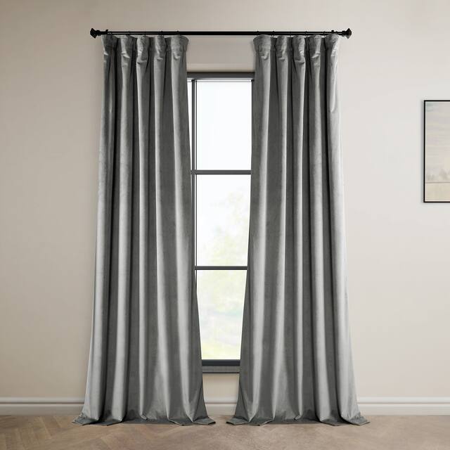 Exclusive Fabrics Heritage Plush Velvet Curtain (1 Panel) - Destiny Grey - 50 X 120