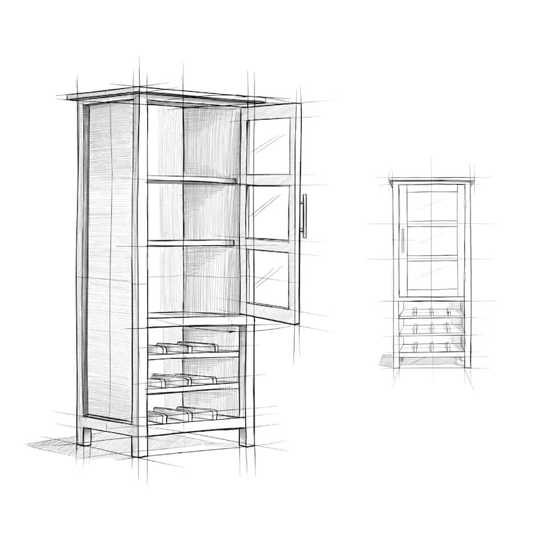 WYNDENHALL Franklin 12-Bottle SOLID WOOD 22 inch Wide Contemporary High Storage Wine Rack Cabinet - 22 W x 17 D x 50 H