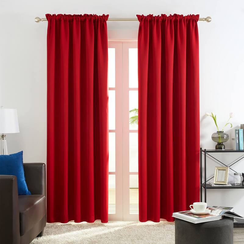 Deconovo Solid Rod Pocket Curtain Panel Pair, Set of 4 Panels