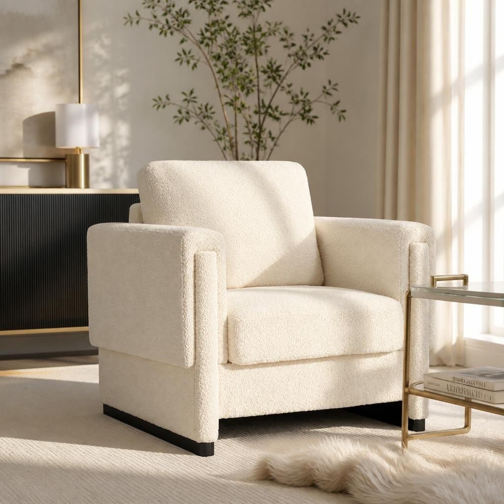Modern Boucle Accent Armchair by Harper&Bright Designs