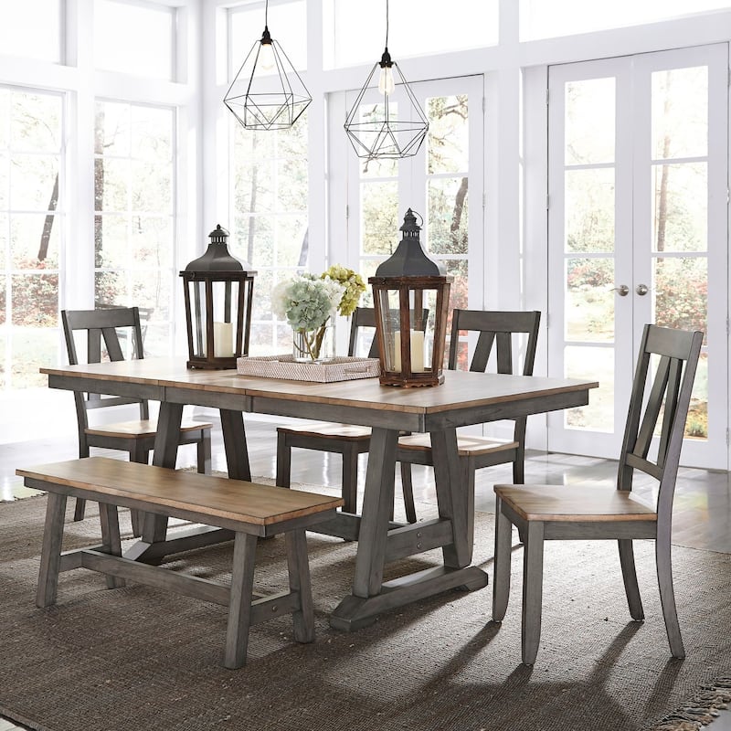 Lindsey Farm Gray and Sandstone Backless Bench