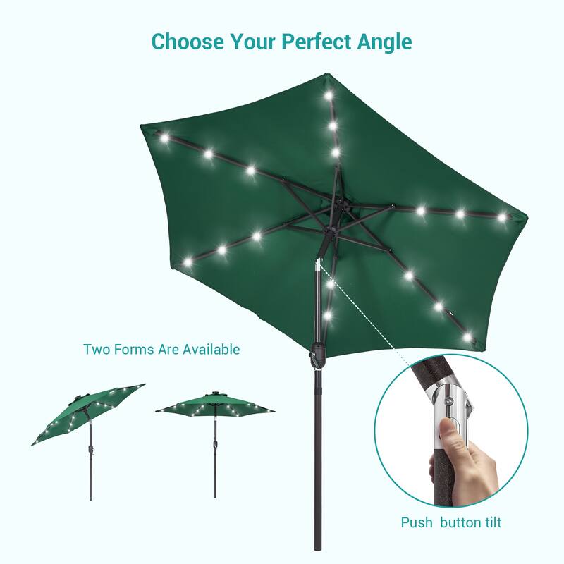 BONOSUKI 7.5ft LED Patio Umbrella Table Umbrellas,with Tilt and Crank