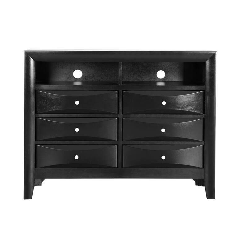 6-Drawer Wooden TV Media Chest - 47" - Black
