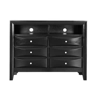 6-Drawer Wooden TV Media Chest - 47" - Black